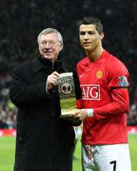 EPL: Cristiano Ronaldo and Alex Ferguson, Manchester United v Wigan Athletic (PA)