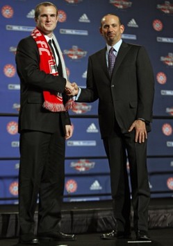 MLS SuperDraft: Stefan Frei (Toronto FC) with Don Garber (Commissioner) (MLS/Tom Gannam)