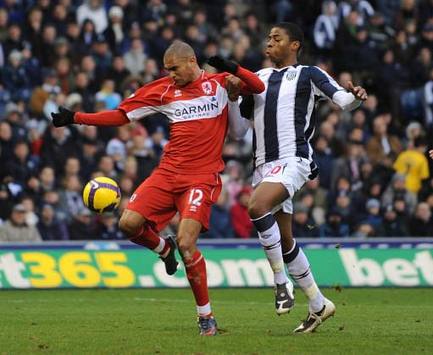 EPL: Afonso Alves - Ryan Donk, West Bromwich Albion v Middlesbrough (PA)