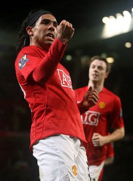 The Iron Fist of El Apache. Carlos Tevez revels in his strike which helped Manchester United to a 4-2 victory over Derby in the Carling Cup (PA)