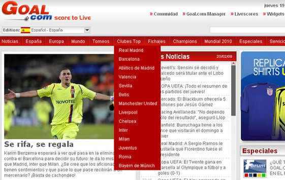¡Los Clubes Top de Goal.com, al alcance de tu mano!
