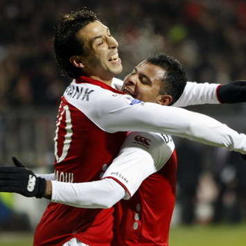Mounir El Hamdaoui and Ari, AZ Alkmaar -De Graafschap (Foto ANP)