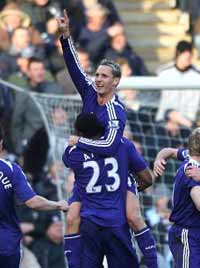 Newcastle United's Peter Lovenkrands nets a goal on his first start in the game against WBA