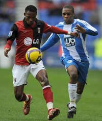 EPL: John Pantsil - Charles N'Zogbia, Wigan Athletic v Fulham (PA)