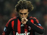 P factor as Andrea Pirlo scores from the penalty spot for Milan. Nevertheless they crashed out against Werder Bremen