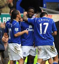 EPL: Louis Saha, Everton - West Bromwich (PA)
