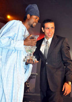 Emmanuel Adebayor and Mohammed Aboutrika