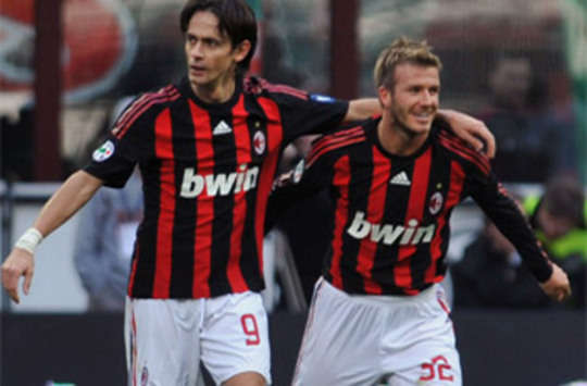 Filippo Inzaghi & David Beckham - Milan-Atalanta - Serie A (Grazia Neri)