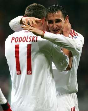 Champions League: Bayern Munich - Sporting Lissabon, Lukas Podolski, Miroslav Klose (firo)