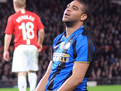 Adriano of Inter despairs against Manchester United as his side crash out of Europe