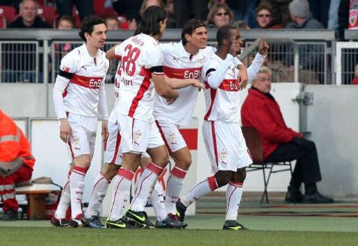Bundesliga: VfB Stuttgart  - Hertha BSC Berlin, Jubel nach dem 1:0 (firo)