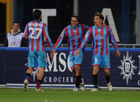 Serie A, Catania-Lazio: Paolucci, Martinez, Biagianti - Catania (Foto Grazia Neri)