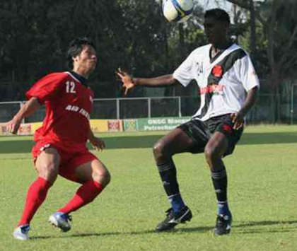 Action in the I-League match between Air India and Vasco SC (Mango Peel)