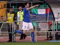 Italy striker Vincenzo Iaquinta is delighted as he celebrates his goal against Ireland in Bari