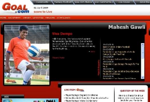 Goal.com India Player Websites (Mahesh Gawli)