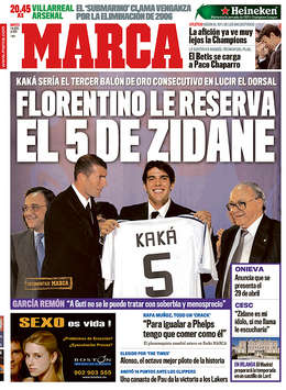 Florentino Perez, Kaka, and Zinedine Zidane - Marca's 'dream team' for Real Madrid this summer? (Marca)
