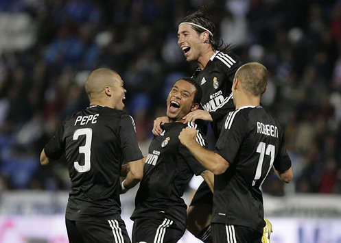 Pepe, Marcelo, Ramos, Robben, Recreativo-Real Madrid (MARCA)