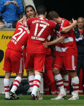 Bundesliga: FC Bayern München - Borussia Mönchengladbach, Jubel nach dem 1:0 (firo)