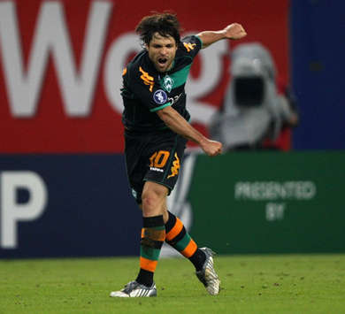 Diego in action against Hamburg during the UEFA Cup semi-final. His Werder Bremen side will play in the Istanbul final