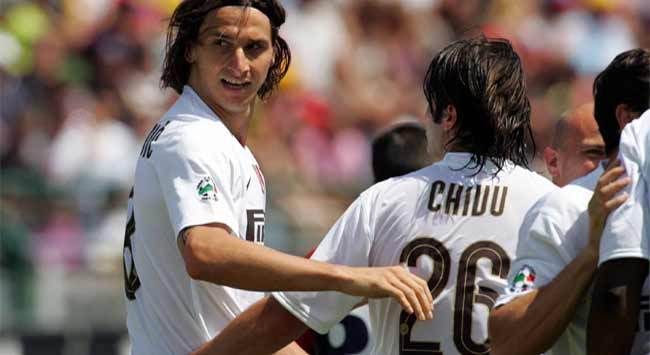 Zlatan Ibrahimovic in action for Inter against Cagliari at the Sant'Elia in Sardinia