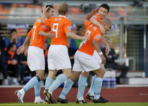 WC 2010: Iceland - Netherlands, celebrating 0-1 (foto ANP)