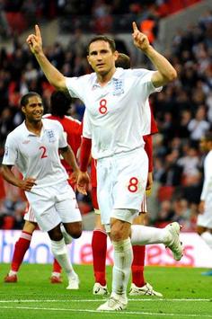 Frank Lampard celebrates his strike for England against Andorra during the World Cup qualifier at Wembley