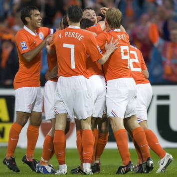 Celebration Netherlands after 1-0, Netherlands - Norway (Foto ANP)