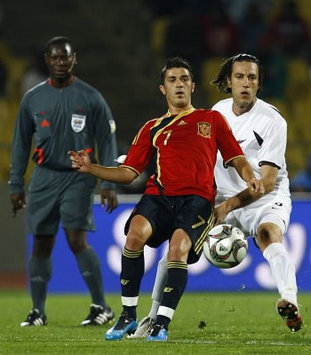 Spain's David Villa in action for his side against New Zealand in the Confederations Cup