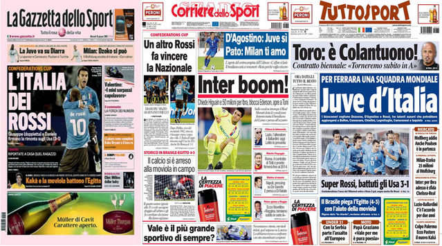 Italian Sport Newspapers after Usa-Italy