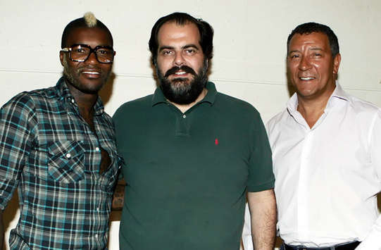Djibril Cisse, Panathinaikos president Nikos Patera and Henk ten Cate (INTIME)