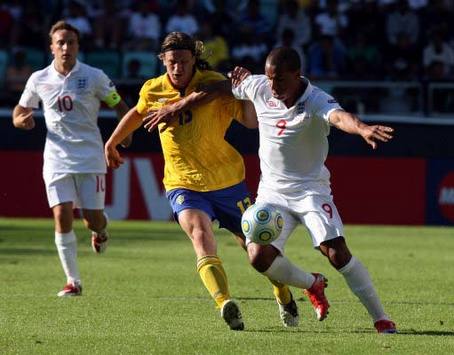 UEFA Under 21: Gabriel Agbonlahor - Gustav Svensson, England v Sweden (PA)
