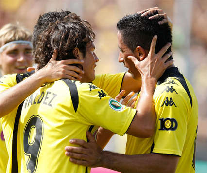 DFB-Pokal: Borussia Dortmund - Spvg Weiden, Jubel nach dem 1:0 durch Barrios (firo)