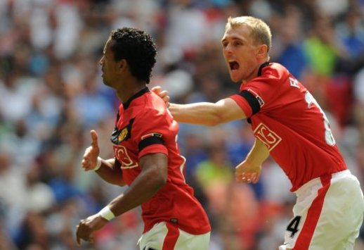 Community Shield : Luis Nani and Darren Fletcher,Manchester United - Chelsea (PA)