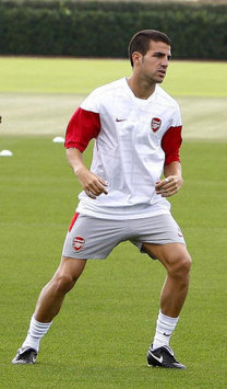 Arsenal midfielder Cesc Fabregas trains hard ahead of the Champions League play-off clash with Celtic