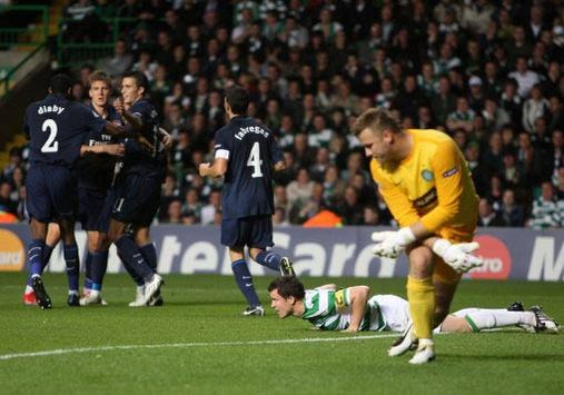 CL: Gary Caldwell, Celtic - Arsenal (PA)