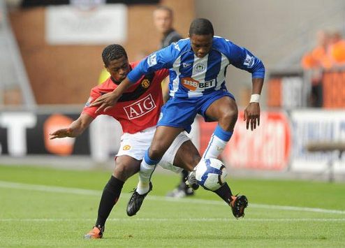 EPL: Charles N'Zogbia - Patrice Evra, Wigan Athletic v Manchester United (PA)