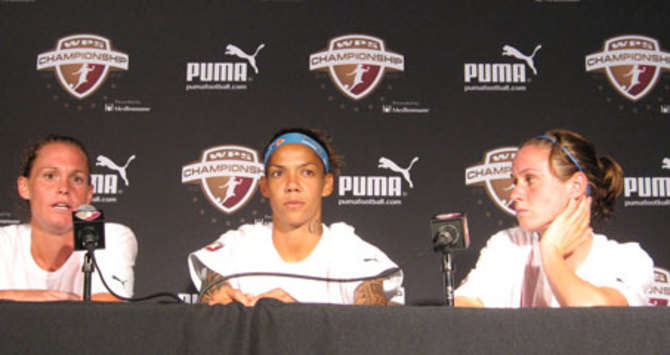 Natasha Kai, Christie Rampone, and Heather O'Reilly, Sky Blue FC, WPS (A. Canales, Goal.com)