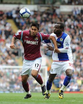 EPL: Luis Jimenez - Pascal Chimbond, Blackburn Rovers v West Ham United (PA)