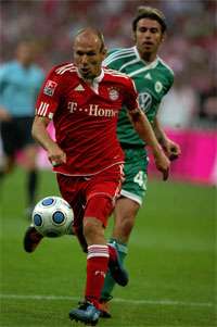 Bundesliga: FC Bayern Munich - VfL Wolfsburg, Robben (firo)