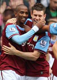 EPL: Ashley Young & James Milner, Aston Villa - Fulham (PA)