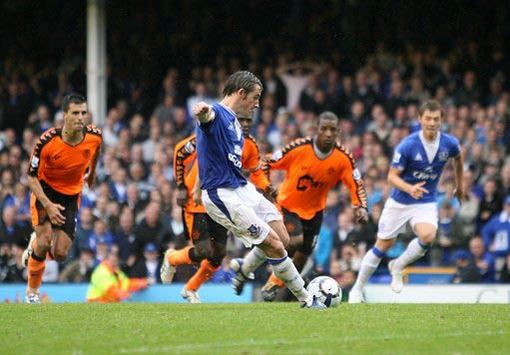 EPL: Leighton Baines, Everton - Wigan Athletic (PA)