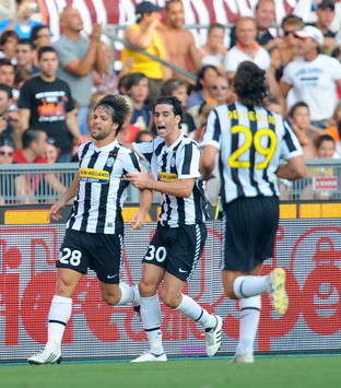 Juventus star Diego celebrates one of his wonder goals against Roma