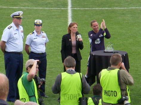 WPS Commissioner Tonya Antonnuci, All-Star Captain Christie Rampone (K. Knapp, Goal.com)