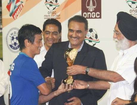 India Captain Bhaichung Bhutia Named Player Of The Nehru Cup