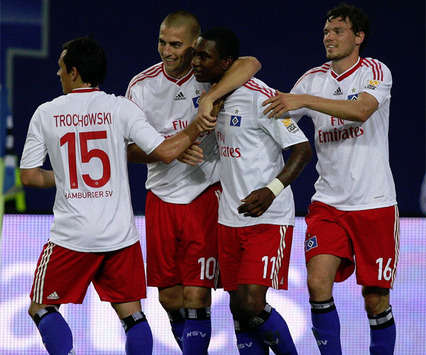 Jubel beim HSV nach dem 3:1-Sieg gegen den VfB Stuttgart (firo)