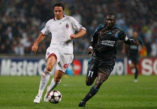 Champions League : Massimo Oddo (Milan AC) vs Mamadou Niang (Marseille)