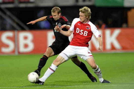 KNVB Beker: AZ Alkmaar - Jong Ajax, Rasmus Elm vs. Nathaniel Will (foto PRO SHOTS)