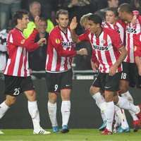 Players PSV celebrating 1-0 from Reis, PSV - FC Copenhagen (foto PROSHOTS)
