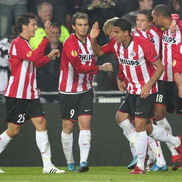 Players PSV celebrating 1-0 from Reis, PSV - FC Copenhagen (foto PROSHOTS)