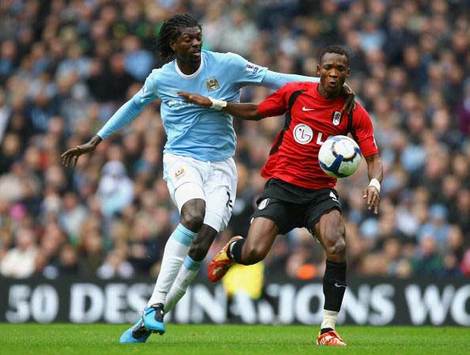 EPL: John Paintsil - Emmanuel Adebayor, Manchester City v Fulham (Getty Images)